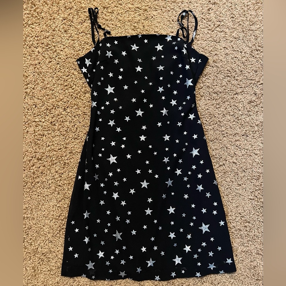 Nordstrom Black and Silver Star Pattered Dress